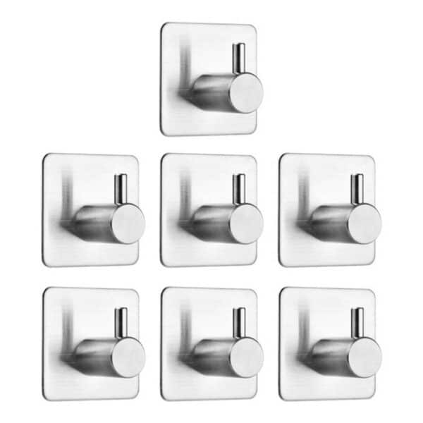 Auxmir Handtuchhaken 7 Stück Handtuchhalter Wandhaken Klebehaken Selbstklebend aus Edelstahl, Ohne Bohren, Rostfrei, Ideal für Bad Toilette Küche Büro