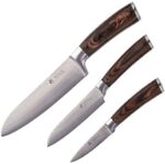 Wakoli Edib 3er Damastmesser-Set mit Klingenlängen von 8,50cm bis 17,00cm extrem scharf aus 67 Lagen I Profi Küchenmesser Set aus echtem japanischen Damaststahl mit Griffen aus Pakkaholz und Holzbox – Bild 2