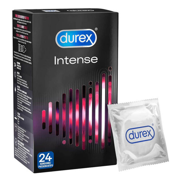 Durex Intense Orgasmic Kondome - Mit Noppen, Rippen & Stimulationsgel - 1 x 24 Stück