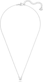 Swarovski Attract Round Halskette, Rhodinierte Damenhalskette mit Weissem, Funkelndem Swarovski Kristall – Bild 2
