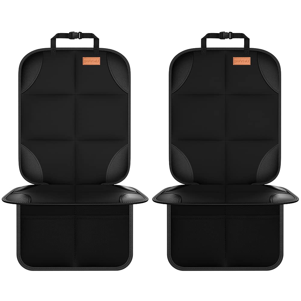 Smart eLf Kindersitzunterlage,2 Stück sitzschoner auto kindersitz Isofix Geeignet, mit dickster Polsterung und rutschfesten Netztaschen für Baby und Haustier