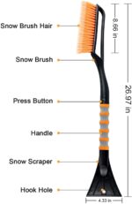 AstroAI 2in1 Auto Reinigungsbürste Eiskratzer Schneebesen Abnehmbarer Eisschaber Blatt-und Blütenstaubsbürste mit Ergonomischem Schaumstoffgriff für PKW, LKW und SUV, Gelb (ABS, PVC Bürste, 68CM) – Bild 6