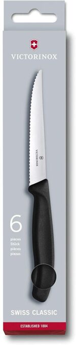 Victorinox Swiss Classic Steakmesser-Set mit Wellenschliff, 6-teilig, Extra Scharf, Rostfreier Stahl, Swiss Made – Bild 3