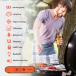 Inkbird Fleischthermometer, USB Wiederaufladbar Digital Fleischthermometer IHT-1P, IPX5 Wasserfest Kochthermometer Küchenthermometer, Grillthermometer für Braten, BBQ, Baby-Ernährung (Orange) – Bild 9