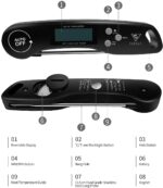 DOQAUS Grillthermometer Fleischthermometer Küchenthermometer Digital Thermometer mit 3s Sofortiges Auslesen, Faltbar Lange Sonde und LCD Bildschirm, Auto ON/Off für Küche, Grill, BBQ, Baby-Ernährung – Bild 7