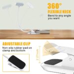 Cocoda Leselampe Buch Klemme, 9 LED Buchlampe mit 3 Farbtemperatur, USB Wiederaufladbar, Dimmbar Augenschutz Leselampe Bett, Touch Schalter, 360° Flexibel Led Klemmleuchte für Nachtlesen, Büro, Buch – Bild 3