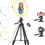 TONOR 12" Grosses Selfie Ringlicht mit Ständer für Handy, LED Kreislicht mit Auslöser Phone Halterung für Zoom TikTok Makeup YouTube Vlog Stream Meeting, kompatibel mit iOS/Android