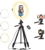 TONOR 12" Grosses Selfie Ringlicht mit Ständer für Handy, LED Kreislicht mit Auslöser Phone Halterung für Zoom TikTok Makeup YouTube Vlog Stream Meeting, kompatibel mit iOS/Android