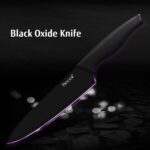 hecef Schwarz Oxid Messerset von 6 mit Passend Klinge Schützend Messerscheide,Schwarz Oxid Set mit Messer,Kratzen Beständig und Rostiger Beweis, Nicht -Stick Schwarz Farbe Beschichtung Klinge Messer – Bild 5