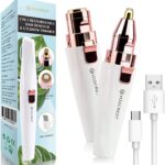 Wiederaufladbarer Augenbrauen trimmer & Bikini trimmer für Frauen, 2-in-1-Augenbrauenrasierer und schmerzfreier Augenbrauen epilierer, Augenbrauen-Lippen-Nase-Körper-Gesichtshaarentferner für Frauen