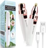 Wiederaufladbarer Augenbrauen trimmer & Bikini trimmer für Frauen, 2-in-1-Augenbrauenrasierer und schmerzfreier Augenbrauen epilierer, Augenbrauen-Lippen-Nase-Körper-Gesichtshaarentferner für Frauen