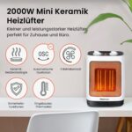 Pro Breeze 2000W Mini Keramik Heizlüfter mit automatischer Oszillation, zwei Leistungsstufen, energiesparender Betrieb für Wohnzimmer, Büro, Terasse – Bild 9
