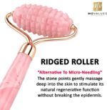 Rosenquarz-Massageroller mit Gua Sha-Schaber, Mini-Augenroller - Jadewalze - Gesichtsmassagegerät 100% Naturstein - Gesichtsset, Dermaroller für Gesicht, Augen, Hals | Ausgleichen, Straffen, Massage – Bild 3