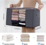 Lifewit 3 Stück 90L Grosse Aufbewahrungstasche Schrank Organizer Set, Faltbar Kleideraufbewahrung mit verstärkt Griff, stabilem Reissverschluss für Kleidung, Bettwäsche, Bettdecken, Steppdecke, Kissen – Bild 2