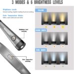 Glocusent Hals Leselampe Buch, 4 Farben und 6 Helligkeitsstufen, LED Buchlampe Wiederaufladbar 80 Stunden Dauer, Biegbare Arme, Perfekt zum Lesen, Stricken, Campen, Reparieren – Bild 2