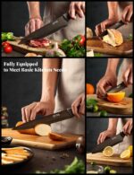 EUNA 5 PCS Küchenmessersets Professionelle scharfe Kochmessersets mit Bezug und Geschenkbox Langlebiges Kochset Set aus Küchenmessern aus Kohlenstoffstahl – Bild 6