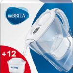 BRITA Wasserfilter Marella weiss inkl. 12 MAXTRA+ Filterkartuschen – BRITA Filter Starterpaket zur Reduzierung von Kalk, Chlor, Blei, Kupfer & geschmacksstörenden Stoffen im Wasser