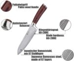 Wakoli Edib 3er Damastmesser-Set mit Klingenlängen von 8,50cm bis 17,00cm extrem scharf aus 67 Lagen I Profi Küchenmesser Set aus echtem japanischen Damaststahl mit Griffen aus Pakkaholz und Holzbox – Bild 5