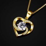 B.Catcher Kette Herz Damen Halskette 925 Sterling Silber Anhänger ''Liebe ist das Glück'' Schmuck Zirkonia 45CM Kettenlänge Geschenk für Damen – Bild 4