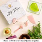 Rosenquarz-Massageroller mit Gua Sha-Schaber, Mini-Augenroller - Jadewalze - Gesichtsmassagegerät 100% Naturstein - Gesichtsset, Dermaroller für Gesicht, Augen, Hals | Ausgleichen, Straffen, Massage – Bild 5