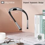 Glocusent Hals Leselampe Buch, 4 Farben und 6 Helligkeitsstufen, LED Buchlampe Wiederaufladbar 80 Stunden Dauer, Biegbare Arme, Perfekt zum Lesen, Stricken, Campen, Reparieren – Bild 6