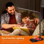 Schreibtischlampe LED Dimmable Desk Lamp 5 Colours and 6 Brightness Levels Eye-Friendly Bedside Lamp 10W QI Kabellosem Laden und USB-Anschluss Smartphones Nachttischlampe Wireless Charger Tischleuchte – Bild 2