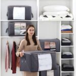 Lifewit 3 Stück 90L Grosse Aufbewahrungstasche Schrank Organizer Set, Faltbar Kleideraufbewahrung mit verstärkt Griff, stabilem Reissverschluss für Kleidung, Bettwäsche, Bettdecken, Steppdecke, Kissen – Bild 5