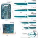 HL zhujiabao Küchenmesser-Sets mit Schneidebrett und Holzblock 8-teiliges Malachitblaues Messerset Professionelles scharfes Kochmesser-Set zum Silieren und Kochen ein Geschenk für Frau und Mann – Bild 7