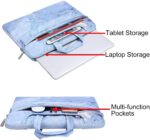 MOSISO Laptop Hülle Schultertasche Kompatibel mit MacBook Air/Pro 13,Pro 14 M1 2021 A2442,13-13,3 Zoll Notebook, Aquarell Marmor Aktentasche mit Trolley Gürtel – Bild 2