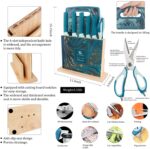 HL zhujiabao Küchenmesser-Sets mit Schneidebrett und Holzblock 8-teiliges Malachitblaues Messerset Professionelles scharfes Kochmesser-Set zum Silieren und Kochen ein Geschenk für Frau und Mann – Bild 14