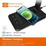 Schreibtischlampe LED Dimmable Desk Lamp 5 Colours and 6 Brightness Levels Eye-Friendly Bedside Lamp 10W QI Kabellosem Laden und USB-Anschluss Smartphones Nachttischlampe Wireless Charger Tischleuchte – Bild 3
