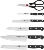 ZWILLING Selbstschärfender Messerblock, 7-tlg., Holzblock, Messer und Schere aus rostfreiem Spezialstahl/Kunststoff-Griff, Gourmet – Bild 2