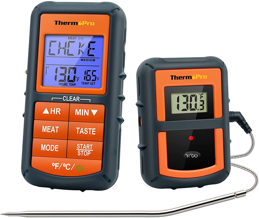 ThermoPro TP07C digitales Grillthermometer Küchenthermometer Eieruhr Funk Ofenthermometer 3 Leuchtungfarben Zuckerthermometer Küchenuhr für BBQ Grill Backen Wein