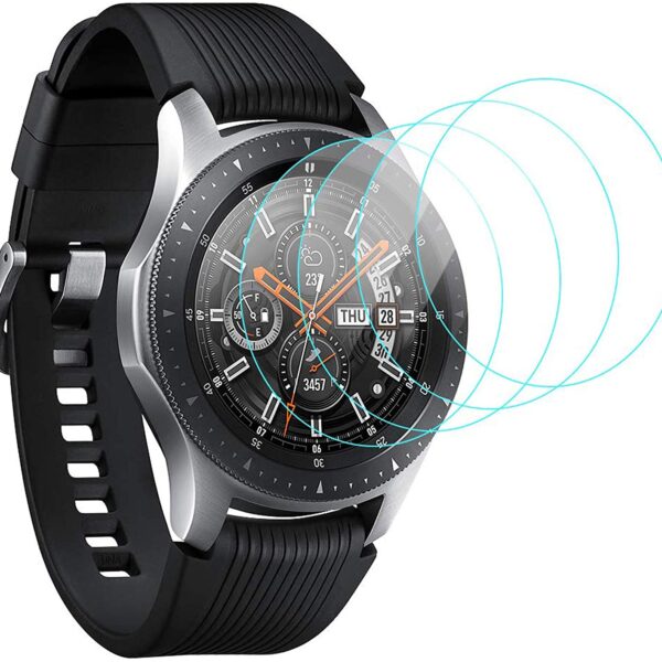CAVN 4-Stücke Panzerglas Kompatibel mit Samsung Galaxy Watch 46mm Schutzfolie, 9H Kratzfest Gehärtetes Panzer Glas Schutz Displayschutzfolie Schutzglas Folie für Galaxy Watch 46mm