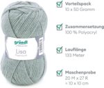 Gründl Lisa Premium Uni Strick & Häkelgarn (weicher und wollartiger Charakter, pflegeleichtes Strickgarn aus 100% Polyacryl, 50 g 133 m, Nadelstärke 3,5 - 4,5, 10 Knäuel á 50 g, – Bild 2