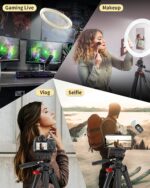 TONOR 12" Grosses Selfie Ringlicht mit Ständer für Handy, LED Kreislicht mit Auslöser Phone Halterung für Zoom TikTok Makeup YouTube Vlog Stream Meeting, kompatibel mit iOS/Android – Bild 5