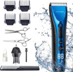 BarberBoss Haarschneidemaschine Profi Wasserdicht Haarschneider Herren Wiederaufladbar Haartrimmer Drei Geschwindigkeitseinstellungen Langhaarschneider Elektrisch Bartschneider Schnurlos Barttrimmer