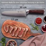 Wakoli EDIB Damastmesser Santoku Messer 17cm Klinge extrem scharf aus 67 Lagen I Damast Küchenmesser und Profi Kochmesser aus echtem japanischen Damaststahl mit Pakkaholz Griff – Bild 4