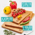 LARHN Hochwertige Schneidebretter Holz - 3 Extra Dickes Bambus Schneidebrett Set - 33x22cm / 28x22cm / 22x15cm - Verwenden Sie als Küchen-bretter, Frühstücksbrettchen, Brotbretter und Servierbretter – Bild 2