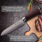 Wakoli EDIB Damastmesser Santoku Messer 17cm Klinge extrem scharf aus 67 Lagen I Damast Küchenmesser und Profi Kochmesser aus echtem japanischen Damaststahl mit Pakkaholz Griff – Bild 5