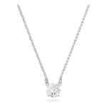 Swarovski Attract Round Halskette, Rhodinierte Damenhalskette mit Weissem, Funkelndem Swarovski Kristall