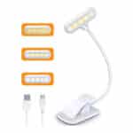 Cocoda Leselampe Buch Klemme, 9 LED Buchlampe mit 3 Farbtemperatur, USB Wiederaufladbar, Dimmbar Augenschutz Leselampe Bett, Touch Schalter, 360° Flexibel Led Klemmleuchte für Nachtlesen, Büro, Buch