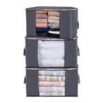 Lifewit 3 Stück 90L Grosse Aufbewahrungstasche Schrank Organizer Set, Faltbar Kleideraufbewahrung mit verstärkt Griff, stabilem Reissverschluss für Kleidung, Bettwäsche, Bettdecken, Steppdecke, Kissen