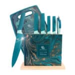 HL zhujiabao Küchenmesser-Sets mit Schneidebrett und Holzblock 8-teiliges Malachitblaues Messerset Professionelles scharfes Kochmesser-Set zum Silieren und Kochen ein Geschenk für Frau und Mann