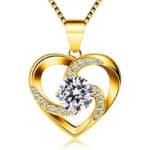 B.Catcher Kette Herz Damen Halskette 925 Sterling Silber Anhänger ''Liebe ist das Glück'' Schmuck Zirkonia 45CM Kettenlänge Geschenk für Damen