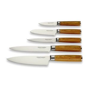 Echtwerk Damastmesser Set 5 teilig, Küchenmesser, Damaszener, Messer mit Holzgriff