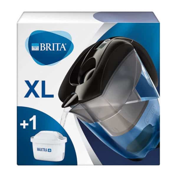 BRITA S0541 Wasserfilter Elemaris XL schwarz / Premium-Kanne inkl. 1 MAXTRA+ Filterkartusche / Filter reduziert Kalk, Chlor und leitungsbedingt vorkommende Metalle wie Kupfer &Blei im Leitungswasser
