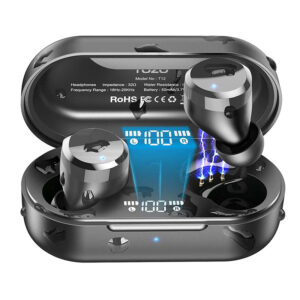 TOZO T12 Drahtlose Bluetooth Kopfhörer mit Touch-Steuerung und kabellos Ladekoffer Digital LED-Display IPX8 wasserdichte Ohrhörer Eingebautes Mikrofon-Headset Deep Bass für Sport