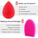BEAKEY Pinselset Makeup, Professionelles Foundation Make up Pinsel Set Premium Synthetic Lidschatten Blush Schminkpinsel Set mit Beauty Schwamm und Bürsteswaschener mit Eiform – Bild 5
