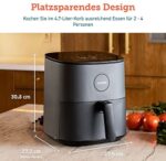 COSORI Heissluftfritteuse XXL 4,7L kompakt Heissluftfriteuse mit Digitales Touchscreen und 9 Programmen, Ohne ÖL Fritteuse, biz zu 230 Grad, Airfryer für 2-4 Personen mit Rezeptbuch auf Deutsch,1500W – Bild 9